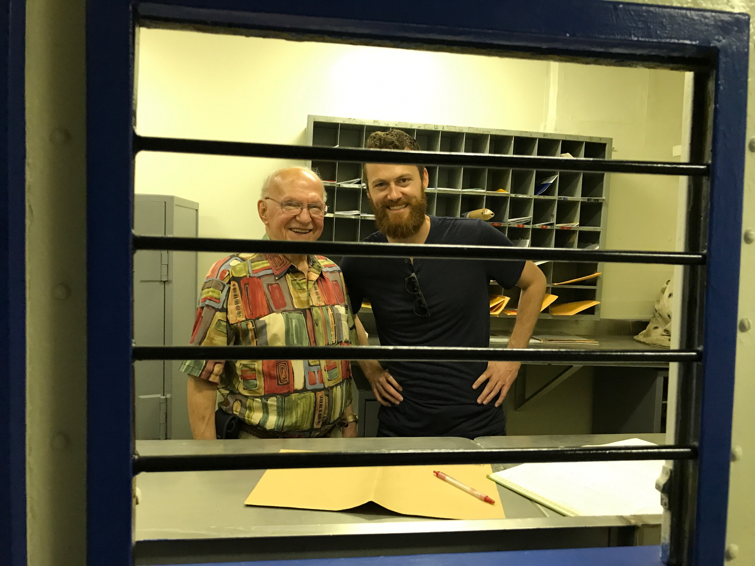 15. Brian and Dad in the mailroom